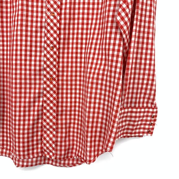 Sears Western Wear Long Sleeve Snap Button Shirt Mens Sz LT Red White Check - Picture 4 of 7